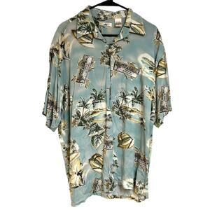 Vintage UBC Hawaiian Tropical Island Button Up Shirt Vacation Men's Large beach